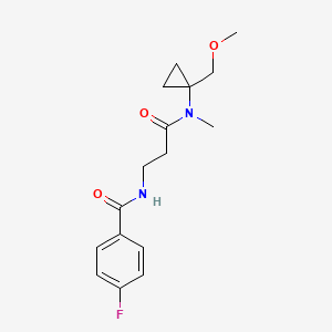 molecular formula C16H21FN2O3 B3922965 4-fluoro-N-{3-[[1-(methoxymethyl)cyclopropyl](methyl)amino]-3-oxopropyl}benzamide 