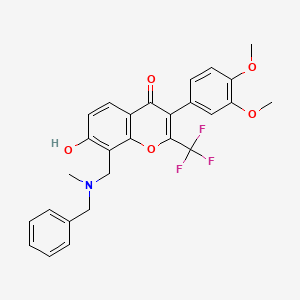 8-[[Benzyl(methyl)amino]methyl]-3-(3,4-dimethoxyphenyl)-7-hydroxy-2-(trifluoromethyl)chromen-4-one