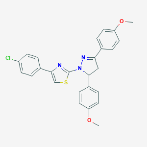 molecular formula C26H22ClN3O2S B392305 2-[3,5-bis(4-methoxyphenyl)-4,5-dihydro-1H-pyrazol-1-yl]-4-(4-chlorophenyl)-1,3-thiazole 