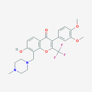 3-(3,4-dimethoxyphenyl)-7-hydroxy-8-[(4-methylpiperazin-1-yl)methyl]-2-(trifluoromethyl)-4H-chromen-4-one