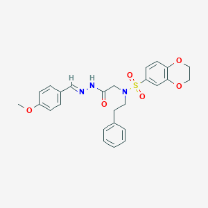 molecular formula C26H27N3O6S B392311 N-{2-[2-(4-methoxybenzylidene)hydrazino]-2-oxoethyl}-N-(2-phenylethyl)-2,3-dihydro-1,4-benzodioxine-6-sulfonamide 
