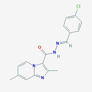 molecular formula C17H15ClN4O B392312 N'-(4-chlorobenzylidene)-2,7-dimethylimidazo[1,2-a]pyridine-3-carbohydrazide 