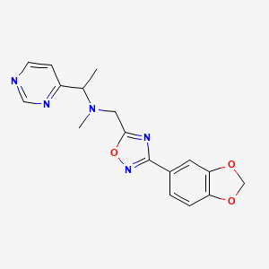 molecular formula C17H17N5O3 B3923130 N-{[3-(1,3-benzodioxol-5-yl)-1,2,4-oxadiazol-5-yl]methyl}-N-methyl-1-(4-pyrimidinyl)ethanamine 