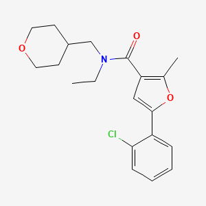 molecular formula C20H24ClNO3 B3923134 5-(2-chlorophenyl)-N-ethyl-2-methyl-N-(tetrahydro-2H-pyran-4-ylmethyl)-3-furamide 