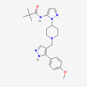 N-[1-(1-{[3-(4-methoxyphenyl)-1H-pyrazol-4-yl]methyl}-4-piperidinyl)-1H-pyrazol-5-yl]-2,2-dimethylpropanamide