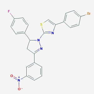 molecular formula C24H16BrFN4O2S B392315 4-(4-bromophenyl)-2-[5-(4-fluorophenyl)-3-(3-nitrophenyl)-4,5-dihydro-1H-pyrazol-1-yl]-1,3-thiazole 