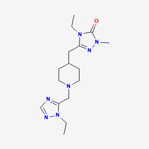 molecular formula C16H27N7O B3923150 4-ethyl-5-({1-[(1-ethyl-1H-1,2,4-triazol-5-yl)methyl]piperidin-4-yl}methyl)-2-methyl-2,4-dihydro-3H-1,2,4-triazol-3-one 