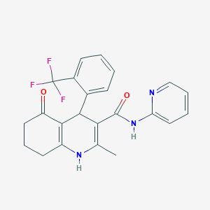 molecular formula C23H20F3N3O2 B3923158 2-methyl-5-oxo-N-2-pyridinyl-4-[2-(trifluoromethyl)phenyl]-1,4,5,6,7,8-hexahydro-3-quinolinecarboxamide 