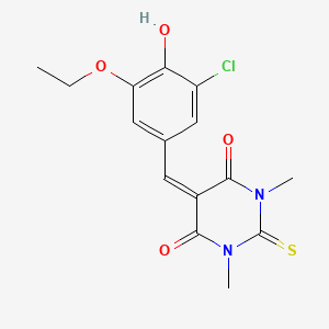 molecular formula C15H15ClN2O4S B3923176 5-(3-chloro-5-ethoxy-4-hydroxybenzylidene)-1,3-dimethyl-2-thioxodihydro-4,6(1H,5H)-pyrimidinedione 