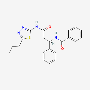 molecular formula C21H22N4O2S B3923217 N-{3-oxo-1-phenyl-3-[(5-propyl-1,3,4-thiadiazol-2-yl)amino]propyl}benzamide 