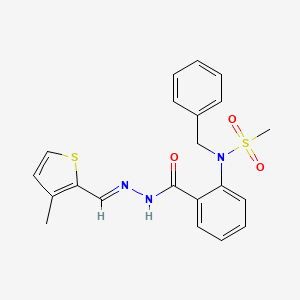 molecular formula C21H21N3O3S2 B3923218 2-[benzyl(methylsulfonyl)amino]-N-[(E)-(3-methylthiophen-2-yl)methylideneamino]benzamide 