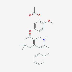 molecular formula C28H27NO4 B392324 4-(2,2-Dimethyl-4-oxo-1,2,3,4,5,6-hexahydrobenzo[a]phenanthridin-5-yl)-2-methoxyphenyl acetate 