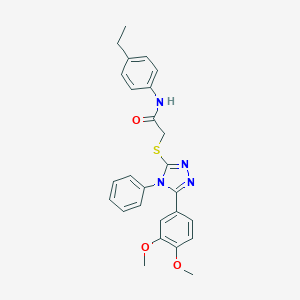 molecular formula C26H26N4O3S B392339 2-{[5-(3,4-dimethoxyphenyl)-4-phenyl-4H-1,2,4-triazol-3-yl]sulfanyl}-N-(4-ethylphenyl)acetamide CAS No. 311317-56-3