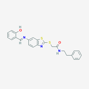 2-({6-[(2-hydroxybenzylidene)amino]-1,3-benzothiazol-2-yl}sulfanyl)-N-(2-phenylethyl)acetamide