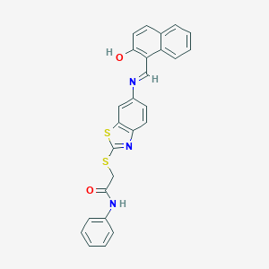 2-[(6-{[(2-hydroxy-1-naphthyl)methylene]amino}-1,3-benzothiazol-2-yl)sulfanyl]-N-phenylacetamide
