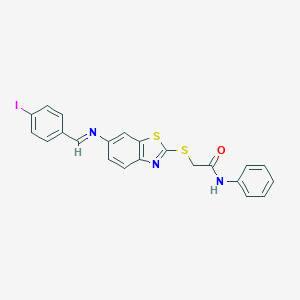 2-({6-[(4-iodobenzylidene)amino]-1,3-benzothiazol-2-yl}sulfanyl)-N-phenylacetamide