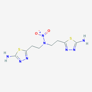 molecular formula C8H12N8O2S2 B392368 2-Amino-5-(2-{1-[2-(5-amino-1,3,4-thiadiazol-2-yl)ethyl]-2-hydroxy-2-oxidohydrazino}ethyl)-1,3,4-thiadiazole 