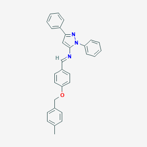 molecular formula C30H25N3O B392369 N-(1,3-diphenyl-1H-pyrazol-5-yl)-N-{4-[(4-methylbenzyl)oxy]benzylidene}amine 