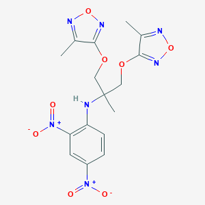 molecular formula C16H17N7O8 B392370 3-{2-{2,4-Bisnitroanilino}-2-methyl-3-[(4-methyl-1,2,5-oxadiazol-3-yl)oxy]propoxy}-4-methyl-1,2,5-oxadiazole 