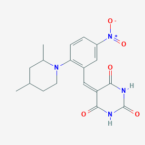 molecular formula C18H20N4O5 B392378 5-{[2-(2,4-dimethylpiperidino)-5-nitrophenyl]methylene}-2,4,6(1H,3H,5H)-pyrimidinetrione 
