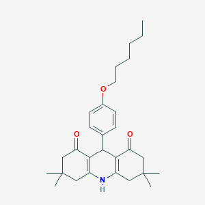 molecular formula C29H39NO3 B392391 9-[4-(hexyloxy)phenyl]-3,3,6,6-tetramethyl-3,4,6,7,9,10-hexahydro-1,8(2H,5H)-acridinedione 