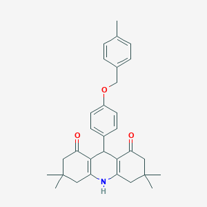 molecular formula C31H35NO3 B392395 3,3,6,6-tetramethyl-9-{4-[(4-methylbenzyl)oxy]phenyl}-3,4,6,7,9,10-hexahydroacridine-1,8(2H,5H)-dione 