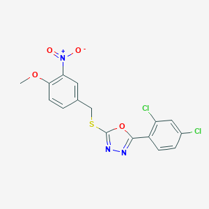 molecular formula C16H11Cl2N3O4S B392405 2-(2,4-Dichlorophenyl)-5-({3-nitro-4-methoxybenzyl}sulfanyl)-1,3,4-oxadiazole CAS No. 311315-83-0