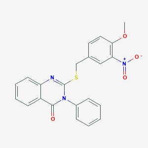 molecular formula C22H17N3O4S B392406 2-({3-nitro-4-methoxybenzyl}sulfanyl)-3-phenyl-4(3H)-quinazolinone CAS No. 311315-82-9