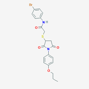 molecular formula C21H21BrN2O4S B392410 N-(4-bromophenyl)-2-{[2,5-dioxo-1-(4-propoxyphenyl)pyrrolidin-3-yl]thio}acetamide 