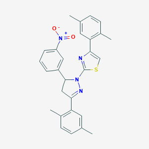 molecular formula C28H26N4O2S B392423 4-(2,5-dimethylphenyl)-2-[3-(2,5-dimethylphenyl)-5-(3-nitrophenyl)-4,5-dihydro-1H-pyrazol-1-yl]-1,3-thiazole 