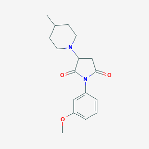 molecular formula C17H22N2O3 B392424 1-(3-Methoxyphenyl)-3-(4-methyl-1-piperidinyl)-2,5-pyrrolidinedione CAS No. 312272-33-6