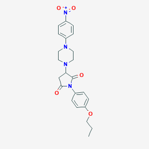 molecular formula C23H26N4O5 B392425 3-(4-{4-Nitrophenyl}-1-piperazinyl)-1-(4-propoxyphenyl)-2,5-pyrrolidinedione CAS No. 333398-42-8