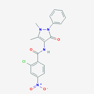 molecular formula C18H15ClN4O4 B392438 2-chloro-N-(1,5-dimethyl-3-oxo-2-phenyl-2,3-dihydro-1H-pyrazol-4-yl)-4-nitrobenzamide CAS No. 176165-78-9