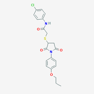 molecular formula C21H21ClN2O4S B392441 2-[2,5-dioxo-1-(4-propoxyphenyl)azolidin-3-ylthio]-N-(4-chlorophenyl)acetamide CAS No. 329928-92-9