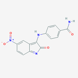molecular formula C15H10N4O4 B392454 4-[(5-nitro-2-oxoindol-3-yl)amino]benzamide 