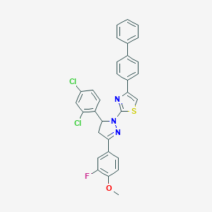 molecular formula C31H22Cl2FN3OS B392456 4-(biphenyl-4-yl)-2-[5-(2,4-dichlorophenyl)-3-(3-fluoro-4-methoxyphenyl)-4,5-dihydro-1H-pyrazol-1-yl]-1,3-thiazole 