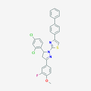 4-(biphenyl-4-yl)-2-[5-(2,4-dichlorophenyl)-3-(3-fluoro-4-methoxyphenyl)-4,5-dihydro-1H-pyrazol-1-yl]-1,3-thiazole