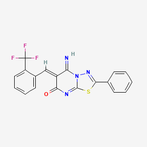 molecular formula C19H11F3N4OS B3924609 (6Z)-5-imino-2-phenyl-6-[[2-(trifluoromethyl)phenyl]methylidene]-[1,3,4]thiadiazolo[3,2-a]pyrimidin-7-one 