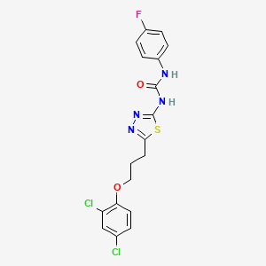 molecular formula C18H15Cl2FN4O2S B3924631 1-{5-[3-(2,4-Dichlorophenoxy)propyl]-1,3,4-thiadiazol-2-yl}-3-(4-fluorophenyl)urea 