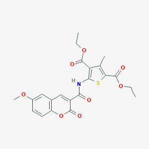 molecular formula C22H21NO8S B392473 diethyl 5-{[(6-methoxy-2-oxo-2H-chromen-3-yl)carbonyl]amino}-3-methyl-2,4-thiophenedicarboxylate 