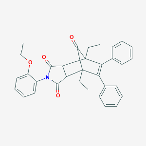 molecular formula C33H31NO4 B392475 2-(2-ethoxyphenyl)-4,7-diethyl-5,6-diphenyl-3a,4,7,7a-tetrahydro-1H-4,7-methanoisoindole-1,3,8(2H)-trione 