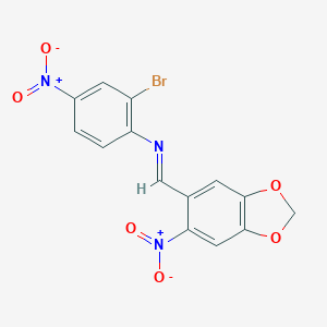 molecular formula C14H8BrN3O6 B392485 2-bromo-4-nitro-N-[(6-nitro-1,3-benzodioxol-5-yl)methylene]aniline 