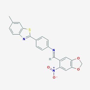 2-{4-[({6-Nitro-1,3-benzodioxol-5-yl}methylene)amino]phenyl}-6-methyl-1,3-benzothiazole