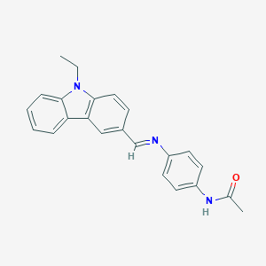 molecular formula C23H21N3O B392499 N-(4-{[(9-ethyl-9H-carbazol-3-yl)methylene]amino}phenyl)acetamide 