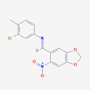 molecular formula C15H11BrN2O4 B392501 3-bromo-4-methyl-N-[(6-nitro-1,3-benzodioxol-5-yl)methylene]aniline 