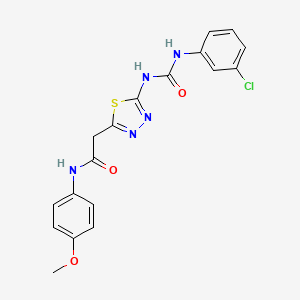 2-[5-[(3-chlorophenyl)carbamoylamino]-1,3,4-thiadiazol-2-yl]-N-(4-methoxyphenyl)acetamide