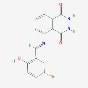 molecular formula C15H10BrN3O3 B392505 5-{[(E)-(5-bromo-2-hydroxyphenyl)methylidene]amino}-2,3-dihydrophthalazine-1,4-dione 