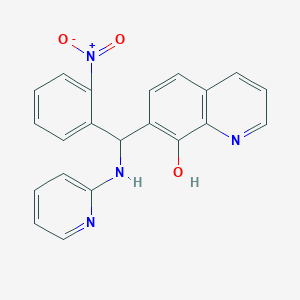 molecular formula C21H16N4O3 B3925091 7-[(2-NITROPHENYL)[(PYRIDIN-2-YL)AMINO]METHYL]QUINOLIN-8-OL 