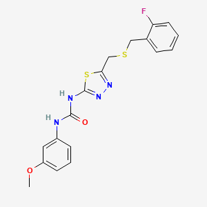 1-[5-[(2-Fluorophenyl)methylsulfanylmethyl]-1,3,4-thiadiazol-2-yl]-3-(3-methoxyphenyl)urea