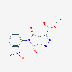 molecular formula C14H12N4O6 B392519 Ethyl 5-(2-nitrophenyl)-4,6-dioxo-1,3a,4,5,6,6a-hexahydropyrrolo[3,4-c]pyrazole-3-carboxylate CAS No. 313270-74-5